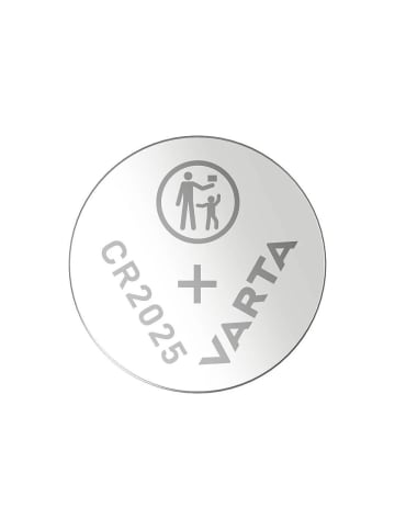COFI 1453 Varta 2er-Pack Knopfzellen CR2025 - Lithium-Batterie mit 170mAh in Silber