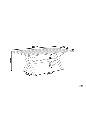 Beliani Esstisch CASCAIS in Grau - (W) 105 x (H) 74 x (L) 200 cm
