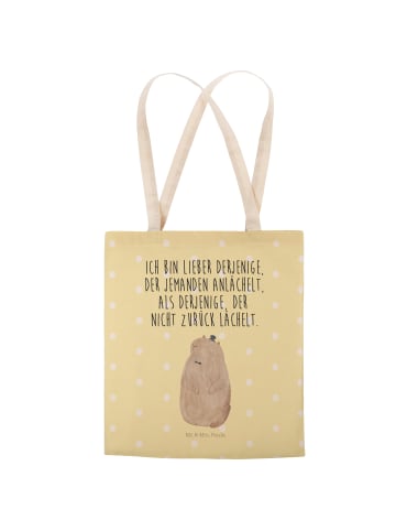 Mr. & Mrs. Panda Shopper Murmeltier mit Spruch in Gelb Pastell
