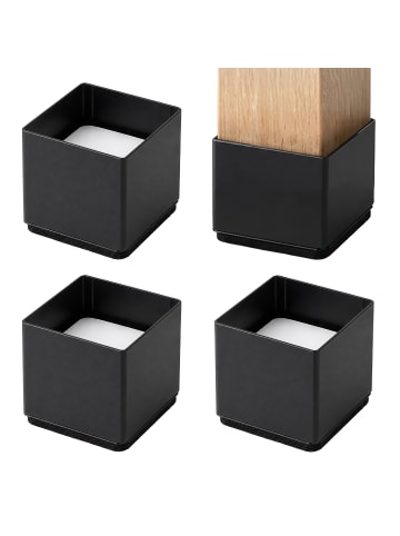 relaxdays 4 x Möbelerhöhung "eckig" in Schwarz - 7 cm