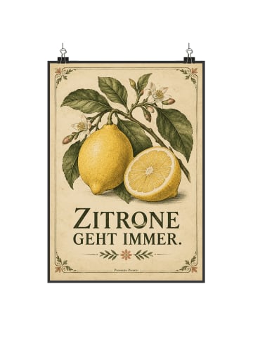 Print Zitrone nostalgisch Design mit Spruch in Weiß