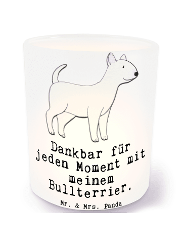 Mr. & Mrs. Panda Outdoor Windlicht Bullterrier Moment mit Spruch in Transparent