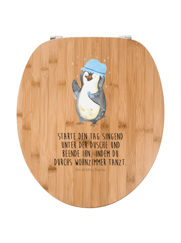 Mr. & Mrs. Panda Motiv WC Sitz Pinguin Duschen mit Spruch in Braun
