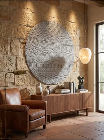 KADIMA DESIGN Flachgewebe-Teppich Ethno Streifen Boho Pflegeleicht in Silber
