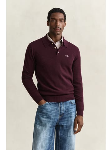 Gant Strickpoloshirt in aubergine - 0003