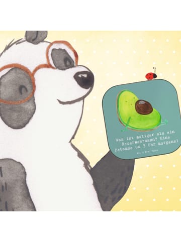 Mr. & Mrs. Panda Bierdeckel Mutige Hebamme mit Spruch in Meeresbrise