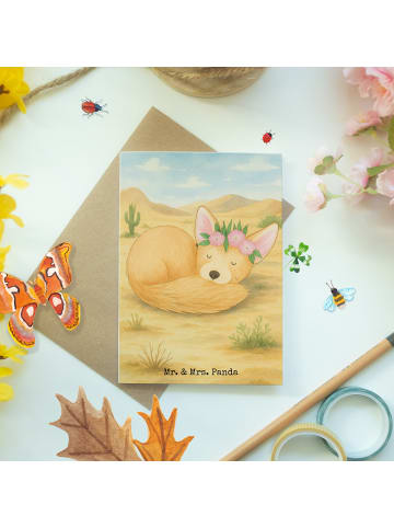 Mr. & Mrs. Panda Glückwunschkarte Wüstenfuchs Blumen Design ohne... in Weiß