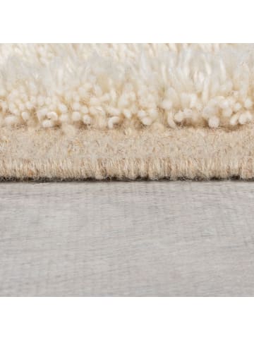 KADIMA DESIGN Wollteppich, Hoch-Tief Struktur Geometrisch, mit Fransen, Wohnzimmer in Beige