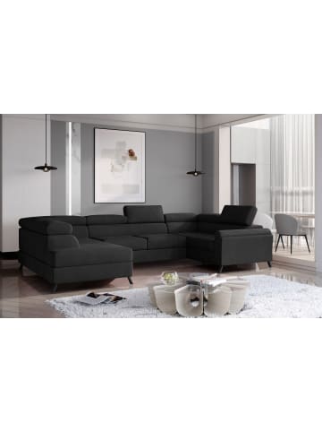 MF Design Esco Recamiere Links in Schwarz -  (L) 200 x (B) 336 x (H) 92 cm