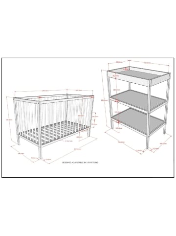 58 aufm Kessel BABYZIMMER Set Kara-lynn 3 Komplettset Massivholz Buche Anthrazit