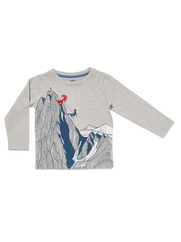 nyani Jungen Langarmshirt "NORDWAND" mit Bergsteiger-Print/Stickerei in Grau melange