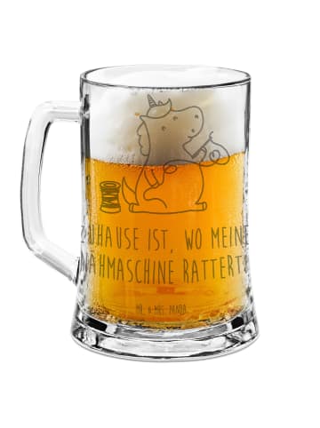 Mr. & Mrs. Panda Bierglas Einhorn Näherin mit Spruch in Transparent