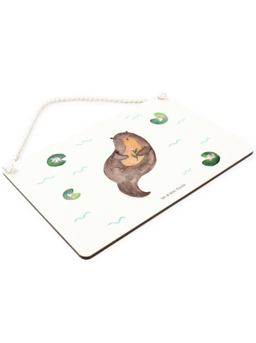 Mr. & Mrs. Panda holzbild Otter Seerose ohne Spruch in Weiß