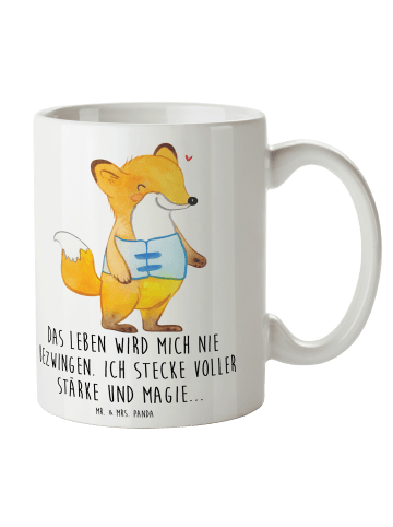 Mr. & Mrs. Panda Tasse Fuchs Orthopädisches Korsett mit Spruch in Weiß