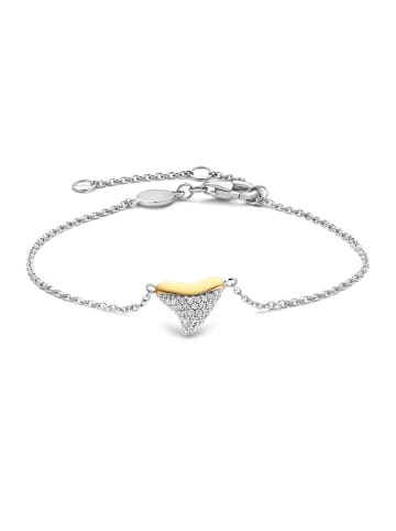Ti Sento Milano Armband "Haifischzahn mit Zirkonia bicolor vergoldet" in Silber