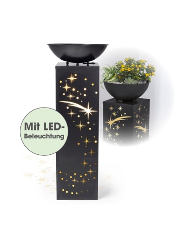 EASYmaxx LED-Dekosäule Sternschnuppe 87cm 3V anthrazit mit Pflanzschale - Aufbauset grau