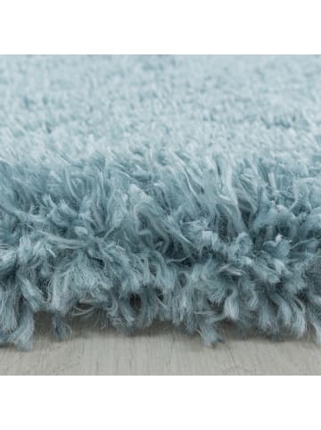 KADIMA DESIGN Teppich Hochflor Shaggy Waschbar Einfarbig SALZACH Strapazierfähig in Blau