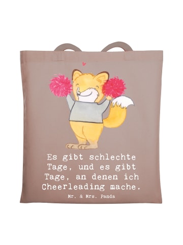 Mr. & Mrs. Panda Tragetasche Fuchs Cheerleader mit Spruch in Braun Pastell