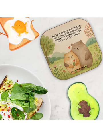 Mr. & Mrs. Panda Untersetzer für Gläser Bären Liebe Design mit S... in Weiß