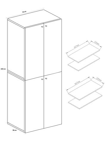 VCM  Büroschrank Bücher Ordner Aktenschrank Lona 6fach in Weiß / Buche