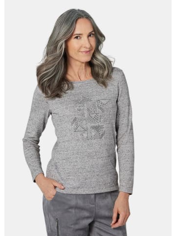 GOLDNER Kurzgröße:  Langarmshirt mit Applikation in silbergrau / melange