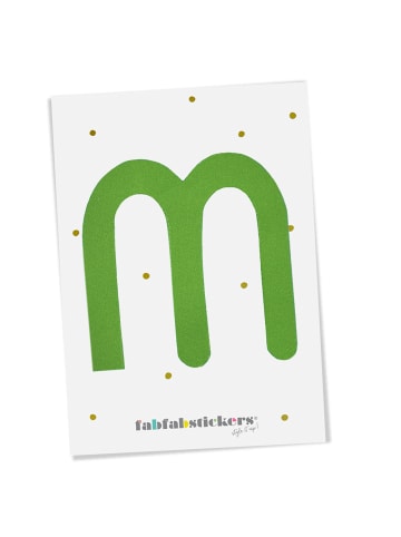 Fabfabstickers Buchstabe "M" aus Stoff in Green-Mix zum Aufbügeln