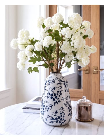 Beliani Blumenvase MARONEIA in Weiß/Blau - (W) 14 x (H) 20 x (L) 14 cm