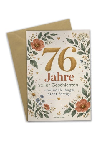 Mr. & Mrs. Panda Geburtstagskarte 76. Geburtstag Zahl elegant De... in Weiß