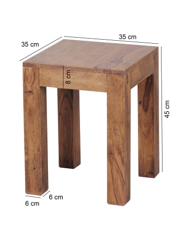FineBuy Beistelltisch in Braun / Sheesham / 35x35x45