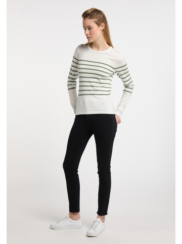 DreiMaster Damen Strickpullover in Wollweiss Oliv