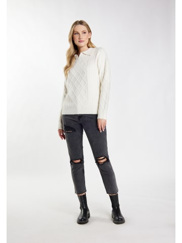DreiMaster Damen Strickpullover in Wollweiss