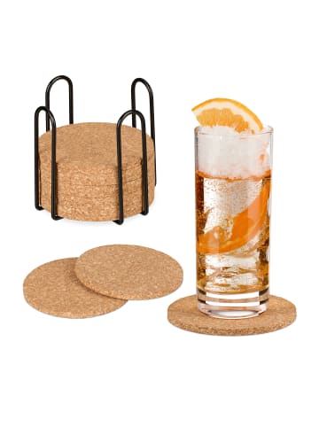 relaxdays 16 x Korkuntersetzer in Natur - 10 cm