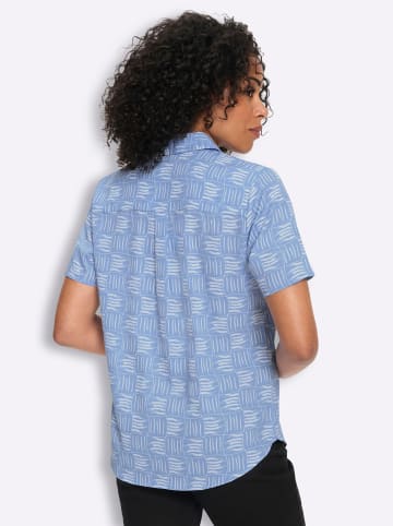 Sieh an! Kurzarm-Bluse in himmelblau-ecru