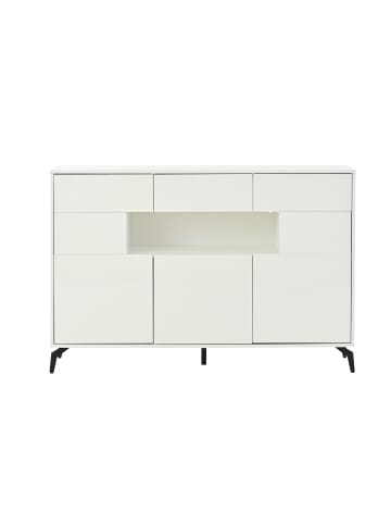 ABRIHOME Wohnzimmer Sideboard mit Stauraum und LED in Weiß, 140*30*94cm