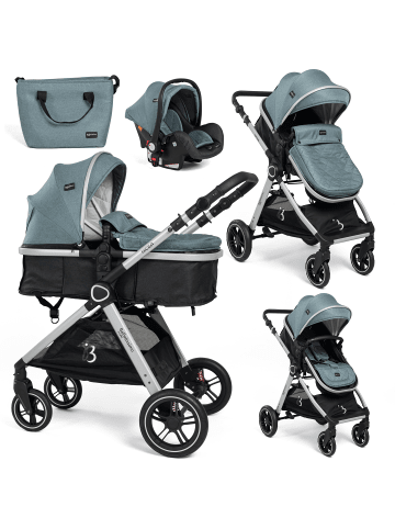 BeBelissimo 3 in 1 Kinderwagen Set Kombikinderwagen - Nicea in Grün