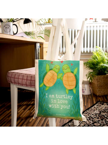 Mr. & Mrs. Panda Shopper Schildkröten Paar Design mit Spruch in Weiß