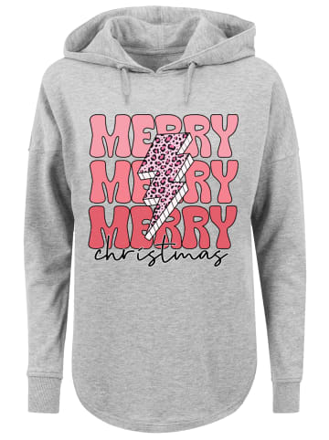 F4NT4STIC Oversized Hoodie Merry Weihnachten Print Leo Print in grau