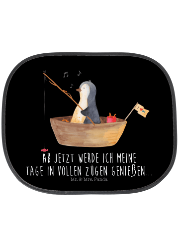 Mr. & Mrs. Panda Sonnenschutz Auto Pinguin Angelboot mit Spruch in Schwarz