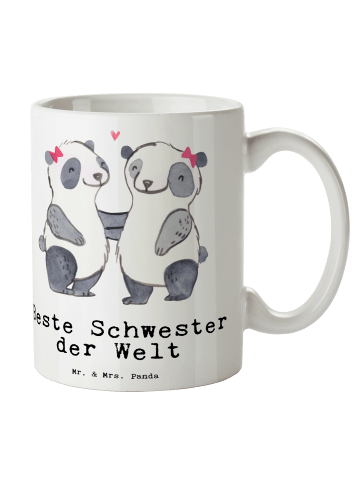 Mr. & Mrs. Panda Becher Panda Beste Schwester der Welt mit Spruch in Weiß