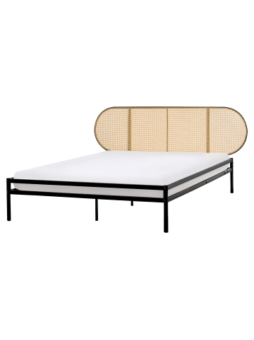 Beliani Doppelbett BOULIN in Schwarz/Braun - (W) 201 x (H) 103 x (L) 208 cm