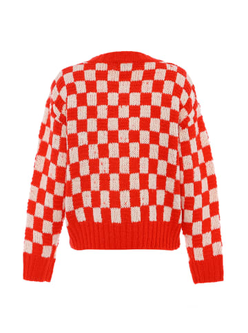 myMo ROCKS Damen Pullover in WEISS ROT KARIERT