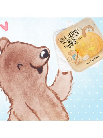 Mr. & Mrs. Panda Topfhandschuhe Kürbis Maus Design mit Spruch in Weiß