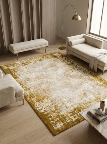 KADIMA DESIGN Teppich Kurzflor, Modernes Design, Esszimmer, Rutschfest in Senfgelb