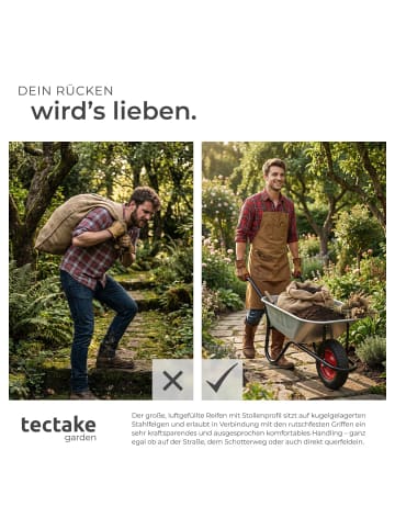tectake Gartenkarre Oskar - Verzinkte Wanne mit 100L Volumen