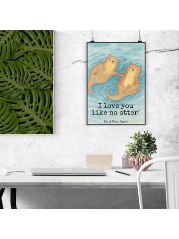 Mr. & Mrs. Panda Kunstdruck Otter Hände halten Design mit Spruch in Weiß
