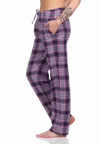 NORMANN Dame Flanell Schlafanzug Hose kariert Baumwolle - 76590 in beere