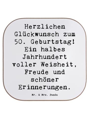 Mr. & Mrs. Panda Bierdeckel Spruch 50. Geburtstag mit Spruch in Weiß