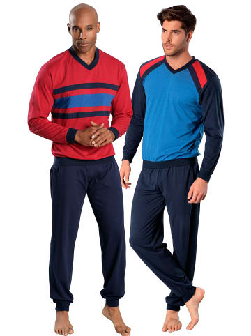 LE JOGGER Pyjama in rot-marine, blau-marine