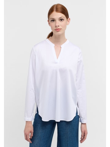 Eterna Satingewebe Bluse Langarm in Weiß