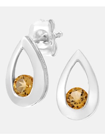 Diamant L'éternel Ohrstecker aus 375 Weißgold mit Citrin